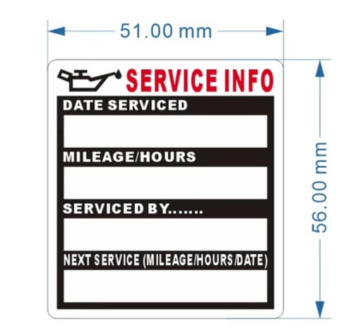 Vehicle service info - info, stickers